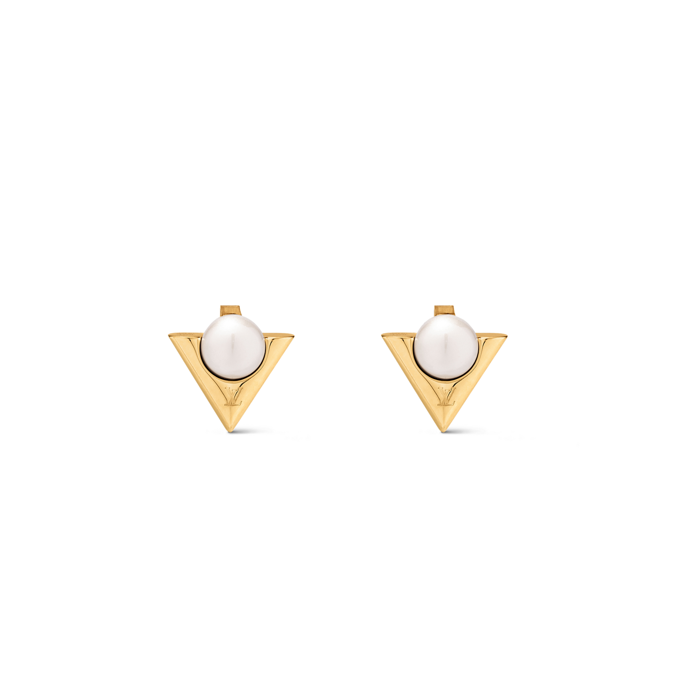 LOUIS VUITTON V FOR VUITTON PEARL AND METAL EARRINGS M02368